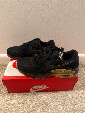 Nike Black Sneakers with Gold Air Max Accent